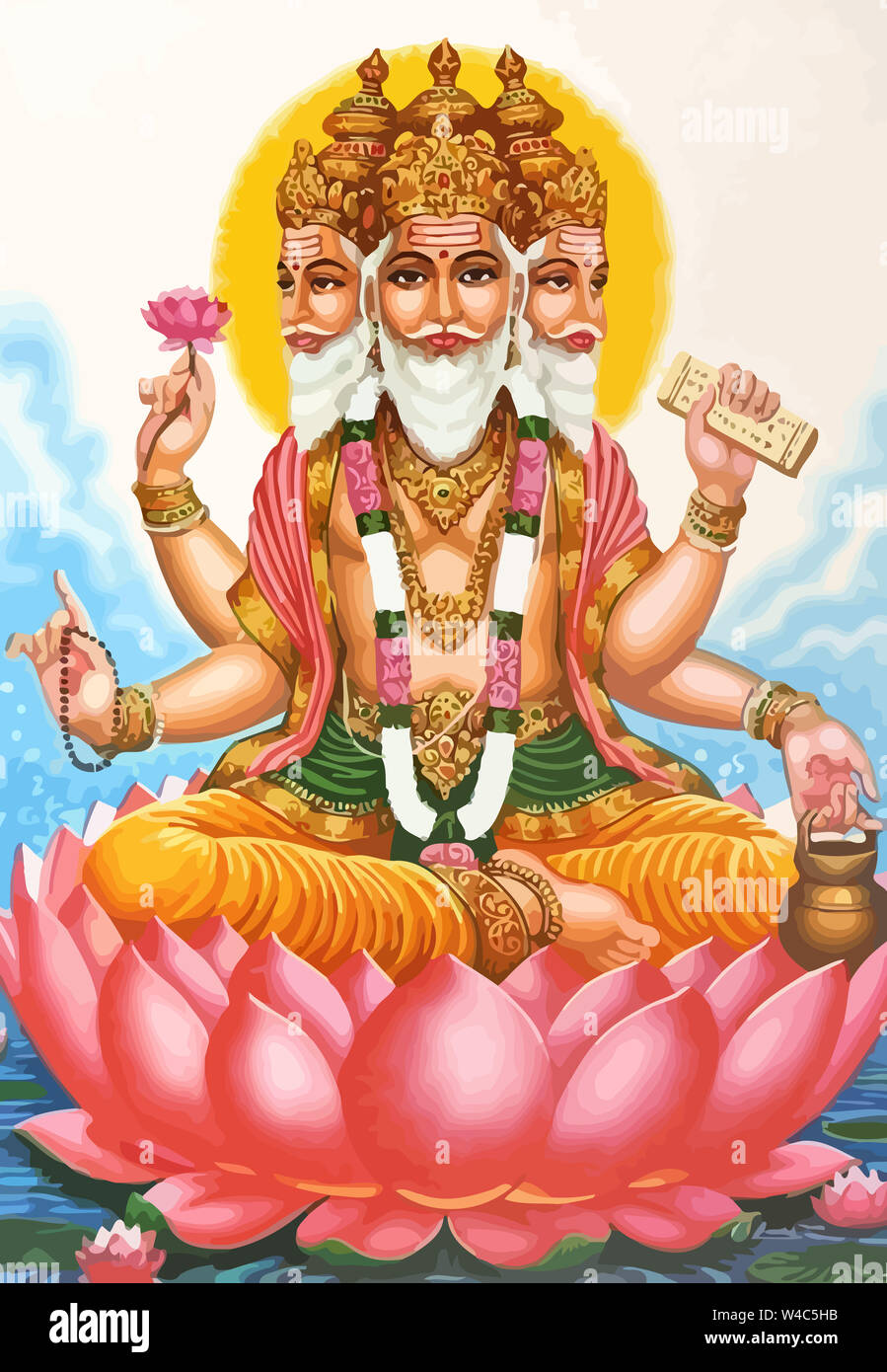 lord Brahma india culture holy god illustration Stock Photo