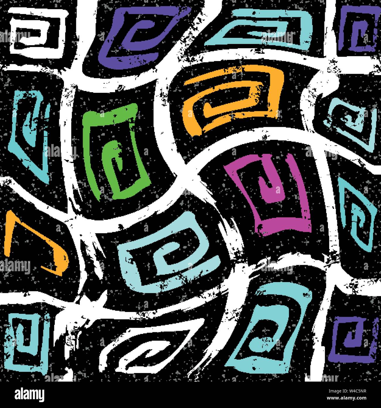 brightly colored lines Graffiti on a black background vector illustration Stock Vector