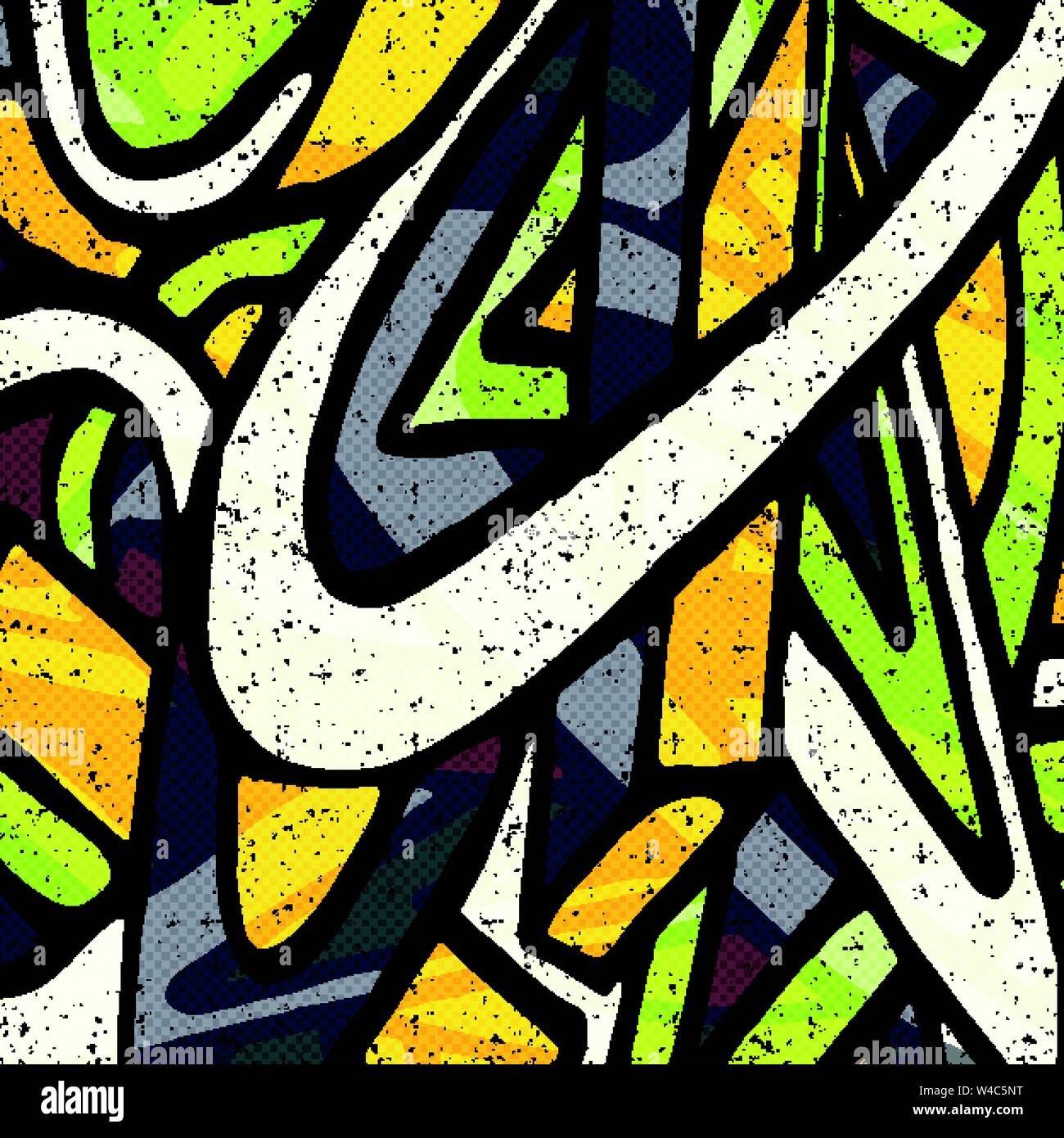 colored graffiti abstract pattern on a black background Stock Vector