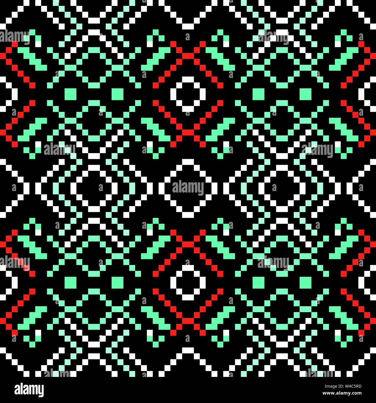 colored pixels geometric seamless beautiful pattern Stock Vector