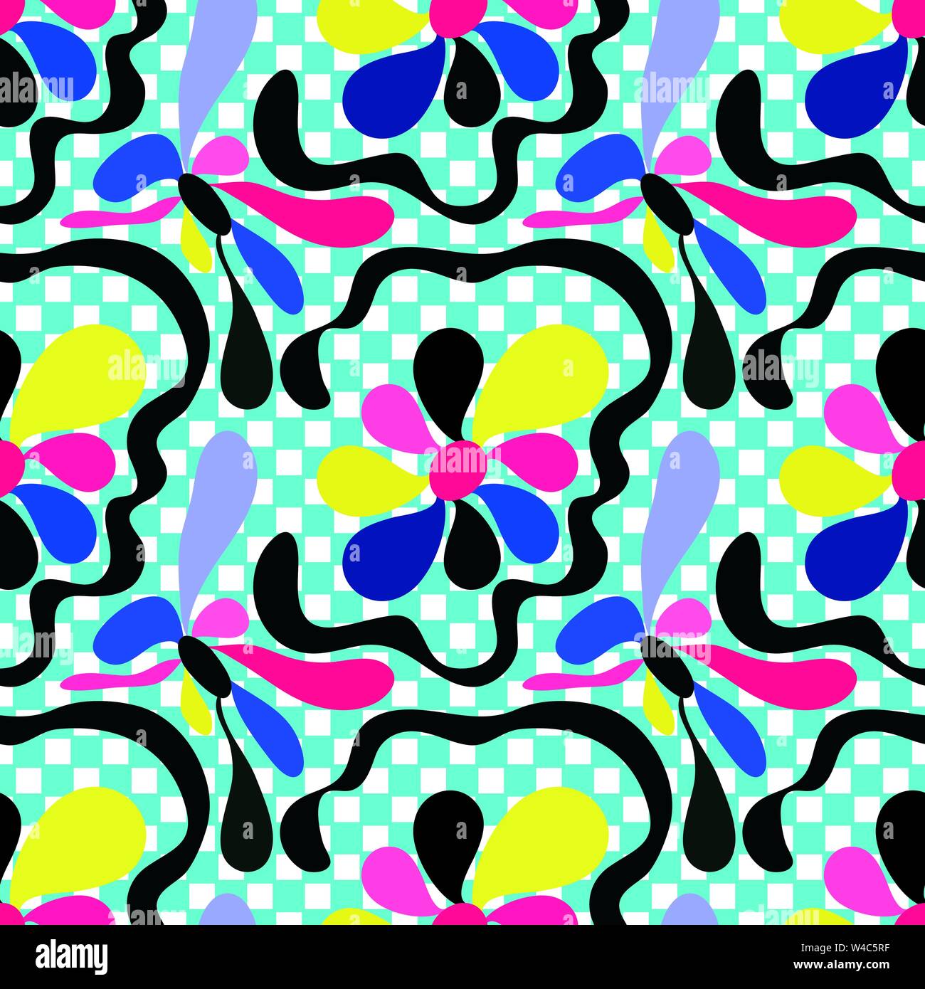 flower graffiti abstract seamless pattern grunge texture Stock Vector