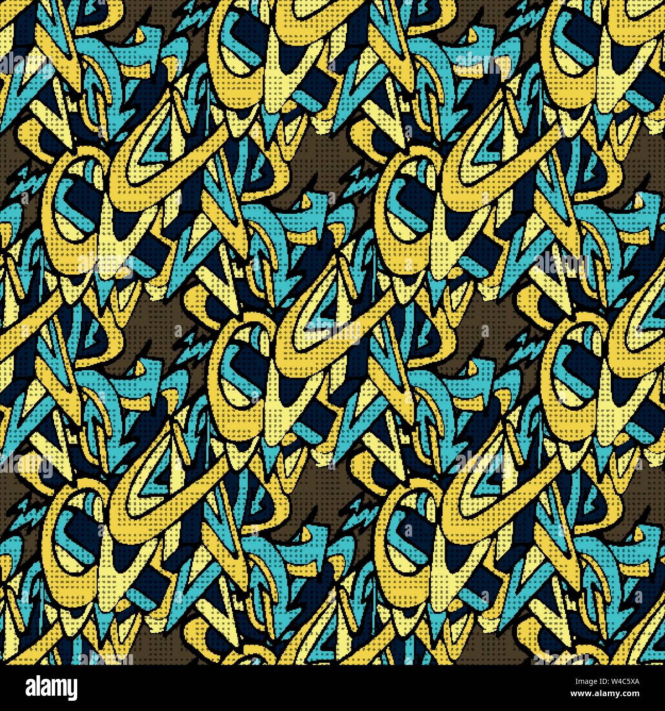 graffiti colored polygons seamless pattern Stock Vector
