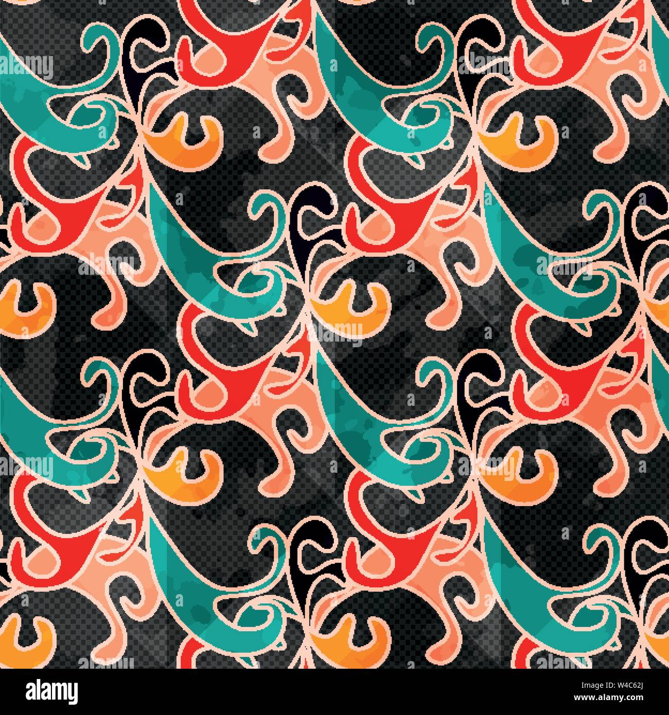 tree leaves on a gray background Beautiful seamless pattern Stock Vector