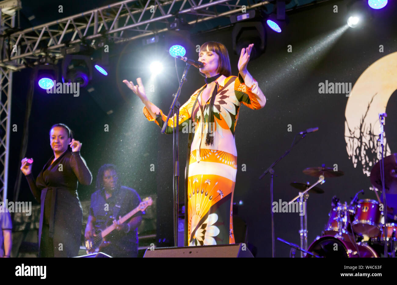 Corinne Drewery  performing with Swing Out Sister  on Stage 2, Day 1, of the OnBlackheath Music Festival 2019 Stock Photo