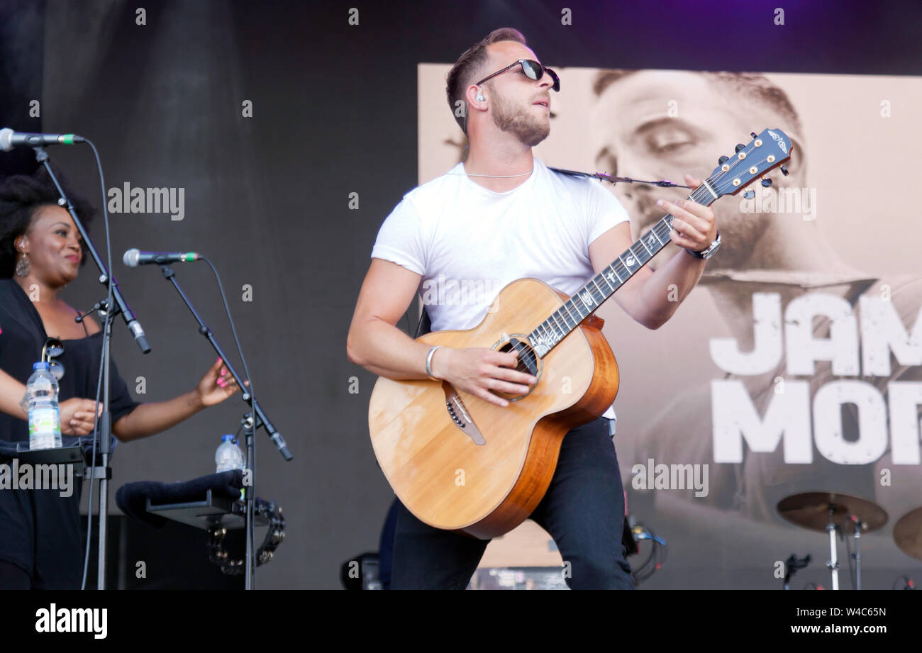 James Morrison performing on the Main Stage on Day 1 of the OnBlackheath Music Festival 2019 Stock Photo
