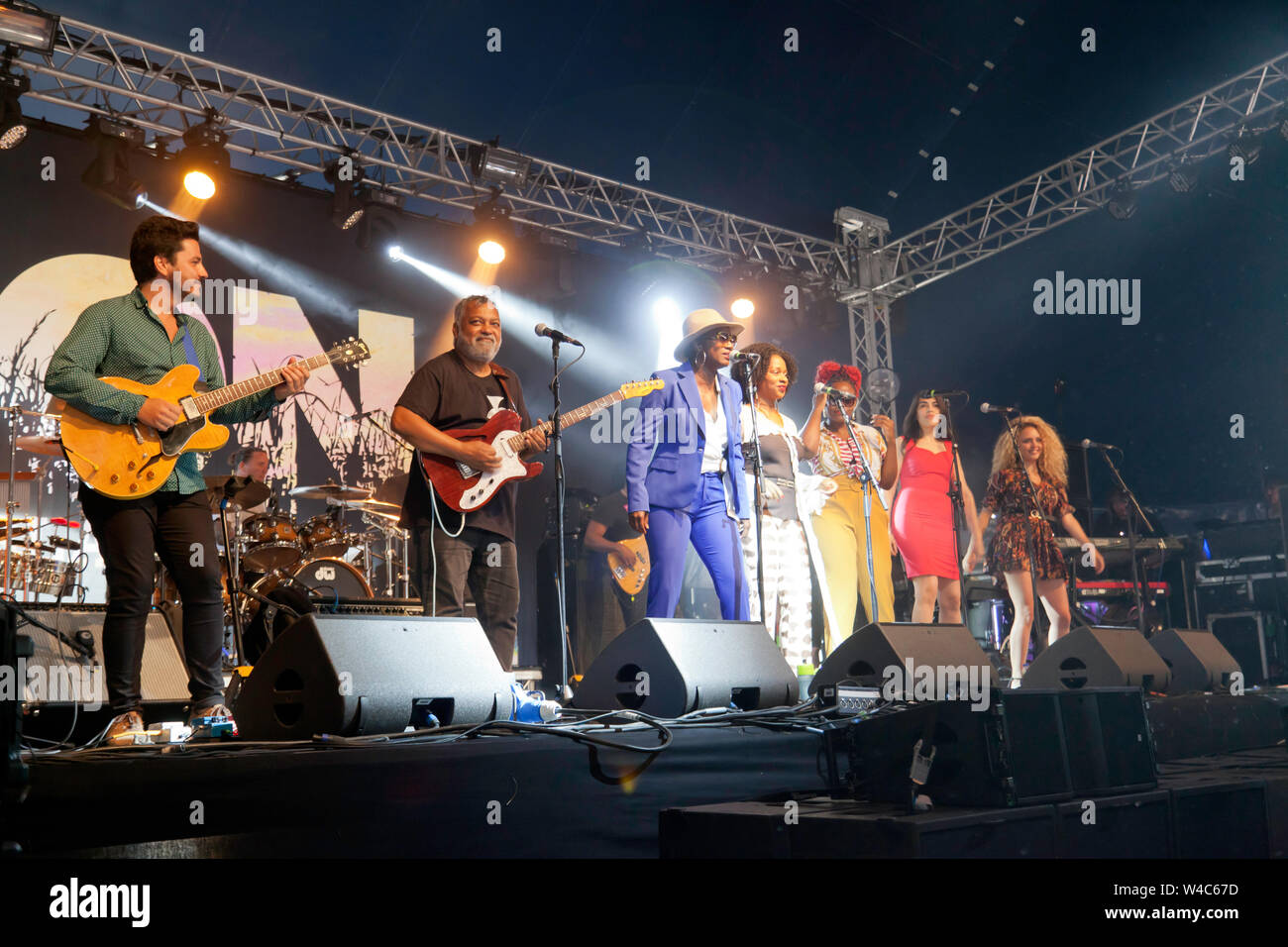 Incognito deliver a storming set on Stage 2, Day 1, of the OnBlackheath Music Festival 2019 Stock Photo