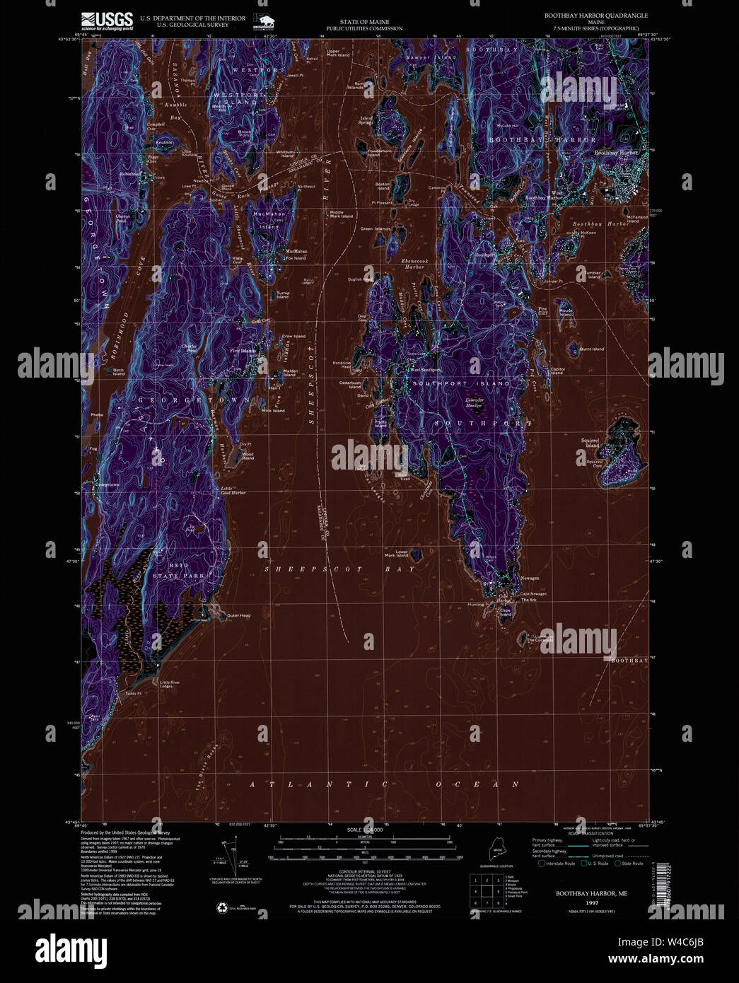 Maine USGS Historical Map Boothbay Harbor 104944 1997 24000 Inversion