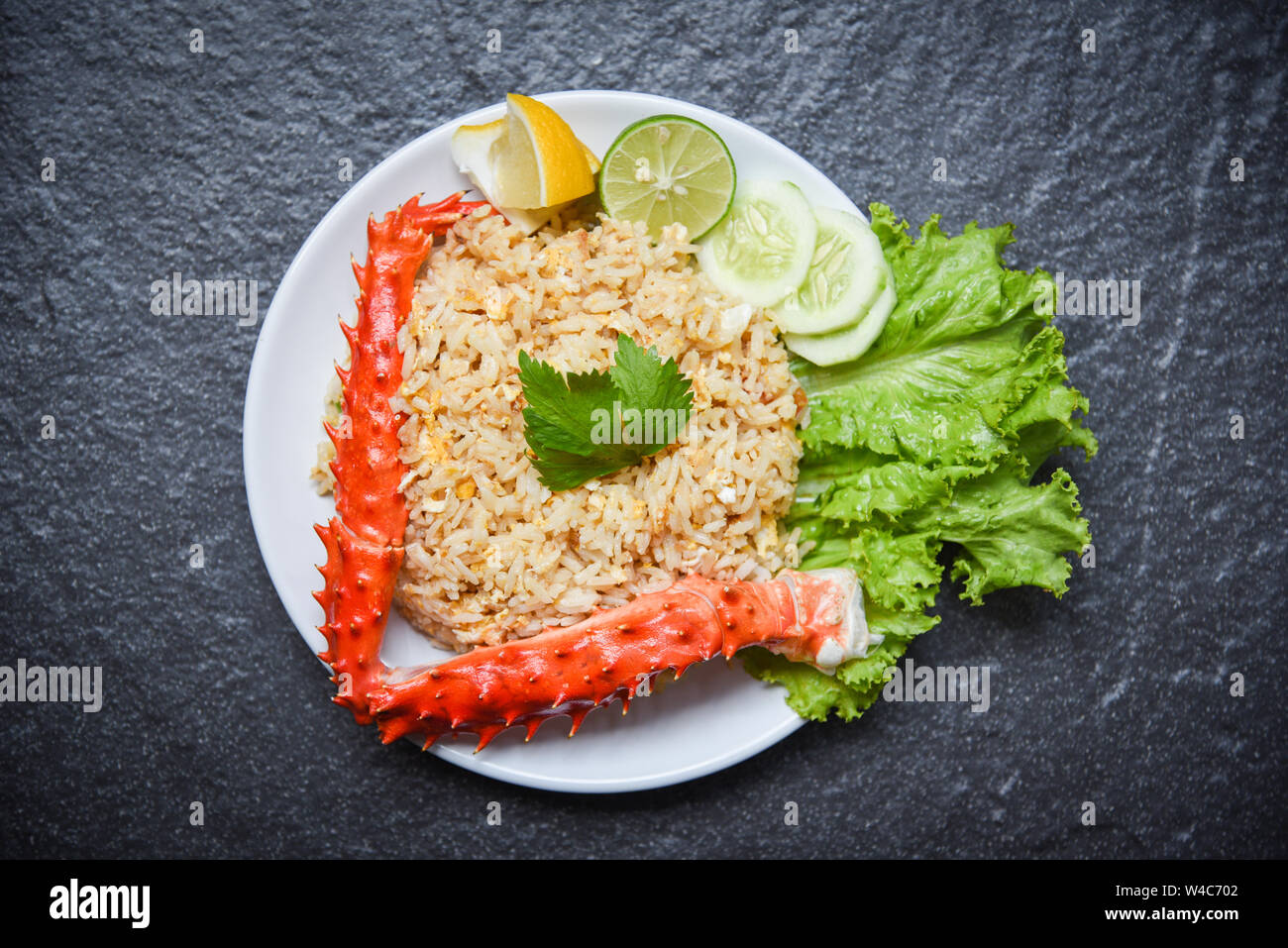 Fried Rice crab seafood / Healthy food fried rice with crab legs with