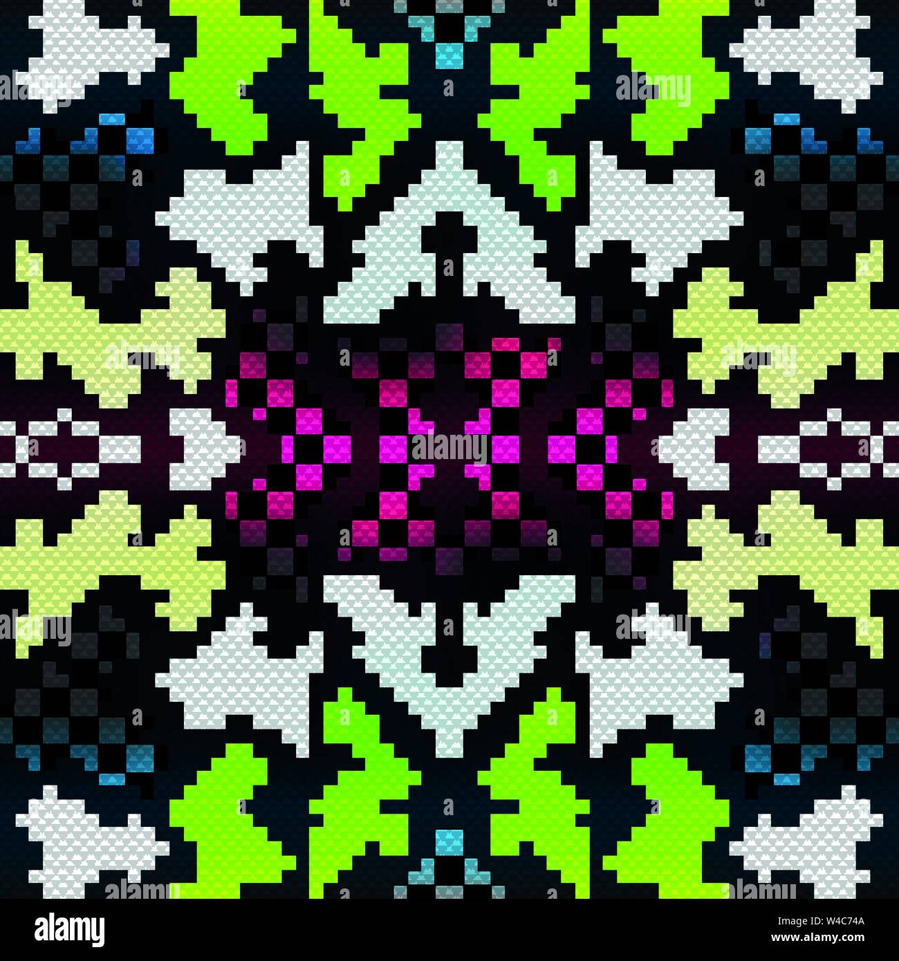bright psychedelic geometric seamless background pixels Stock Vector
