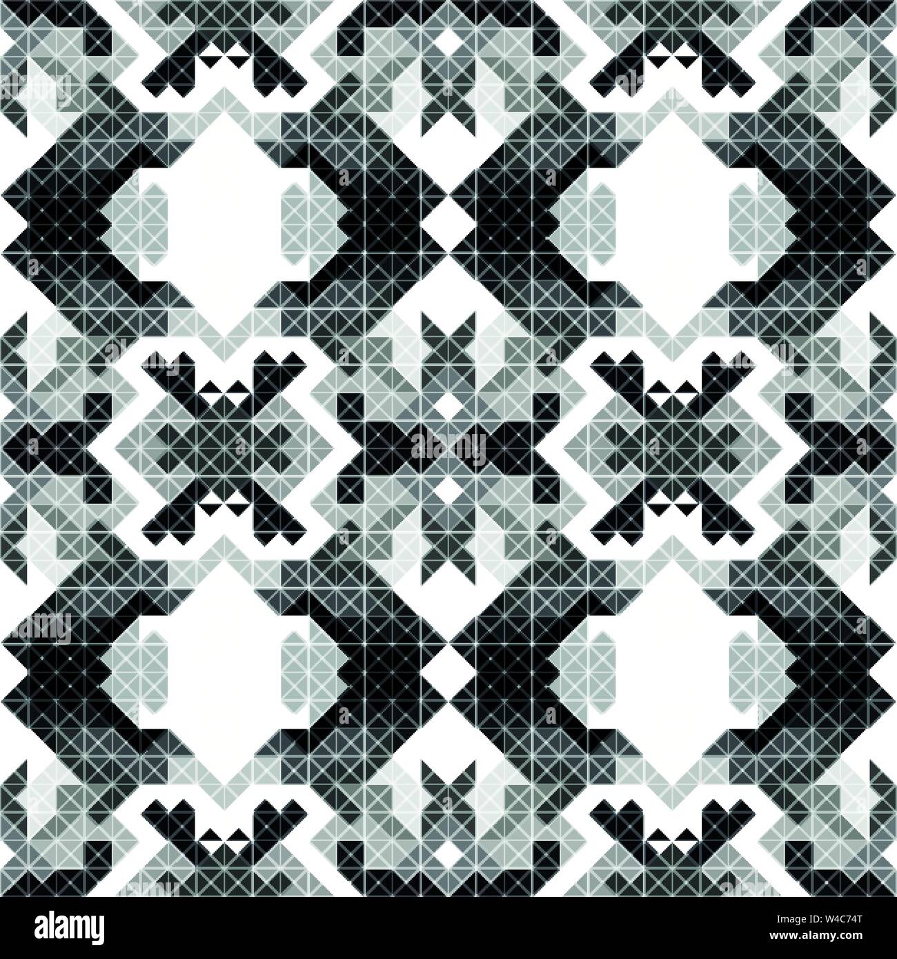 monochrome pixels beautiful abstract geometric seamless pattern vector illustration Stock Vector