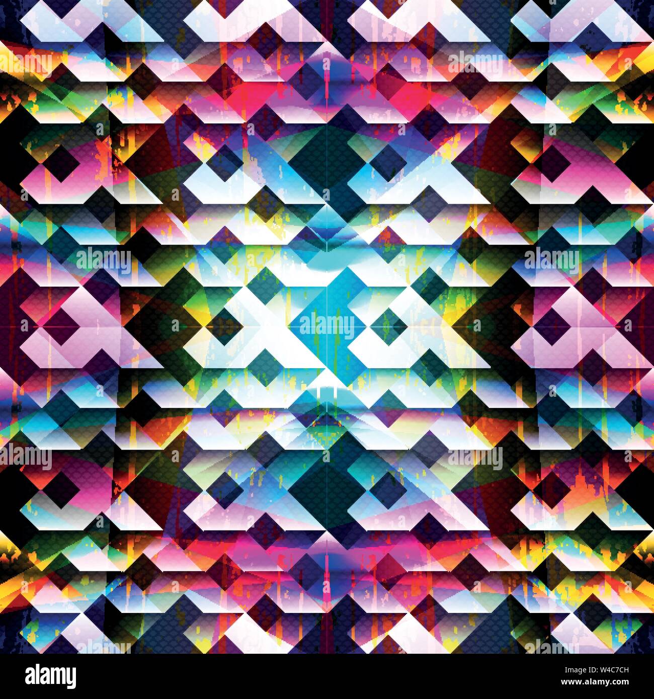 psychedelic colorful geometric seamless pattern Stock Vector