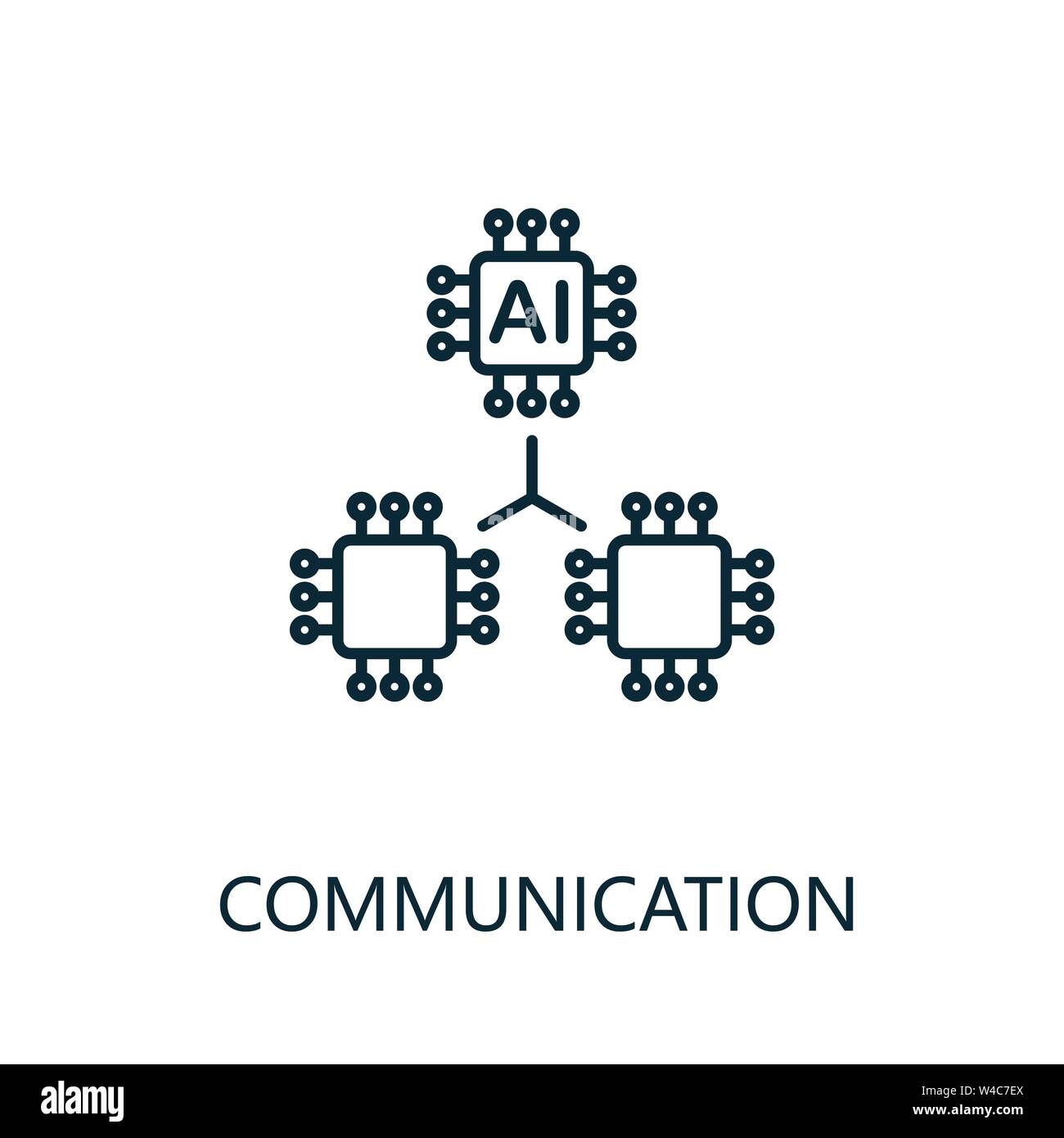 Communication thin line icon. Creative simple design from artificial intelligence icons collection. Outline communication icon for web design and Stock Vector