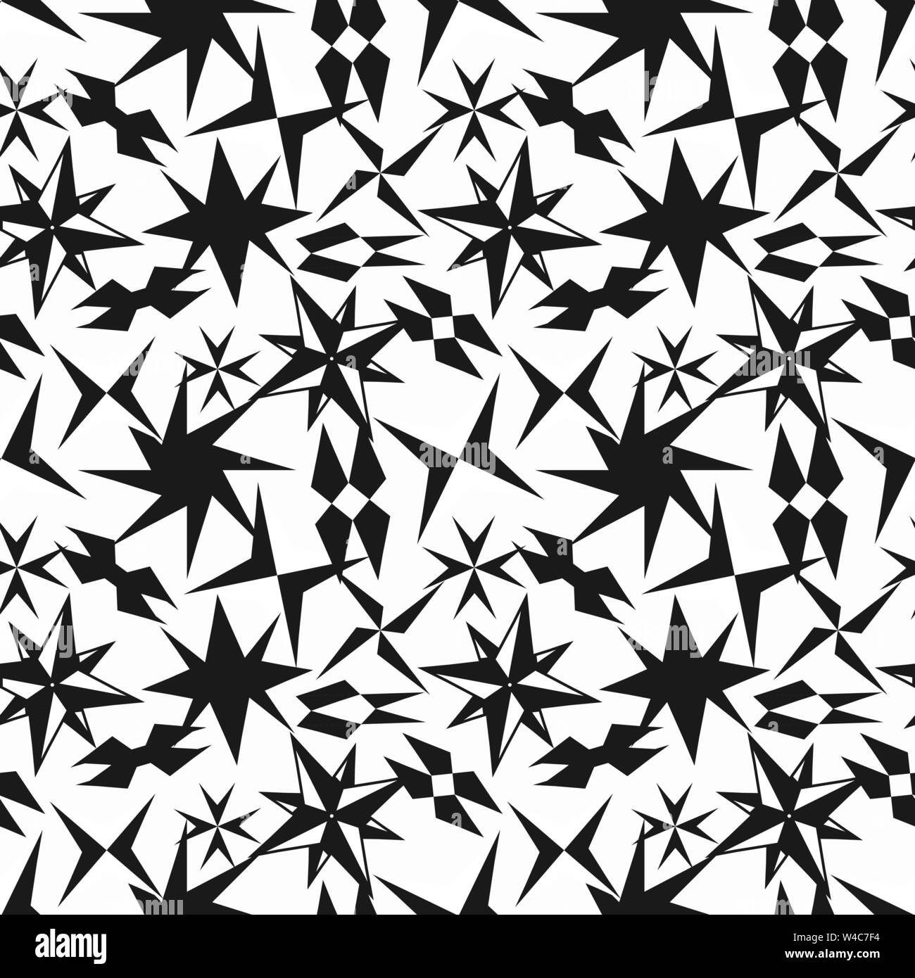 black abstract geometric objects on a white background seamless pattern Stock Vector