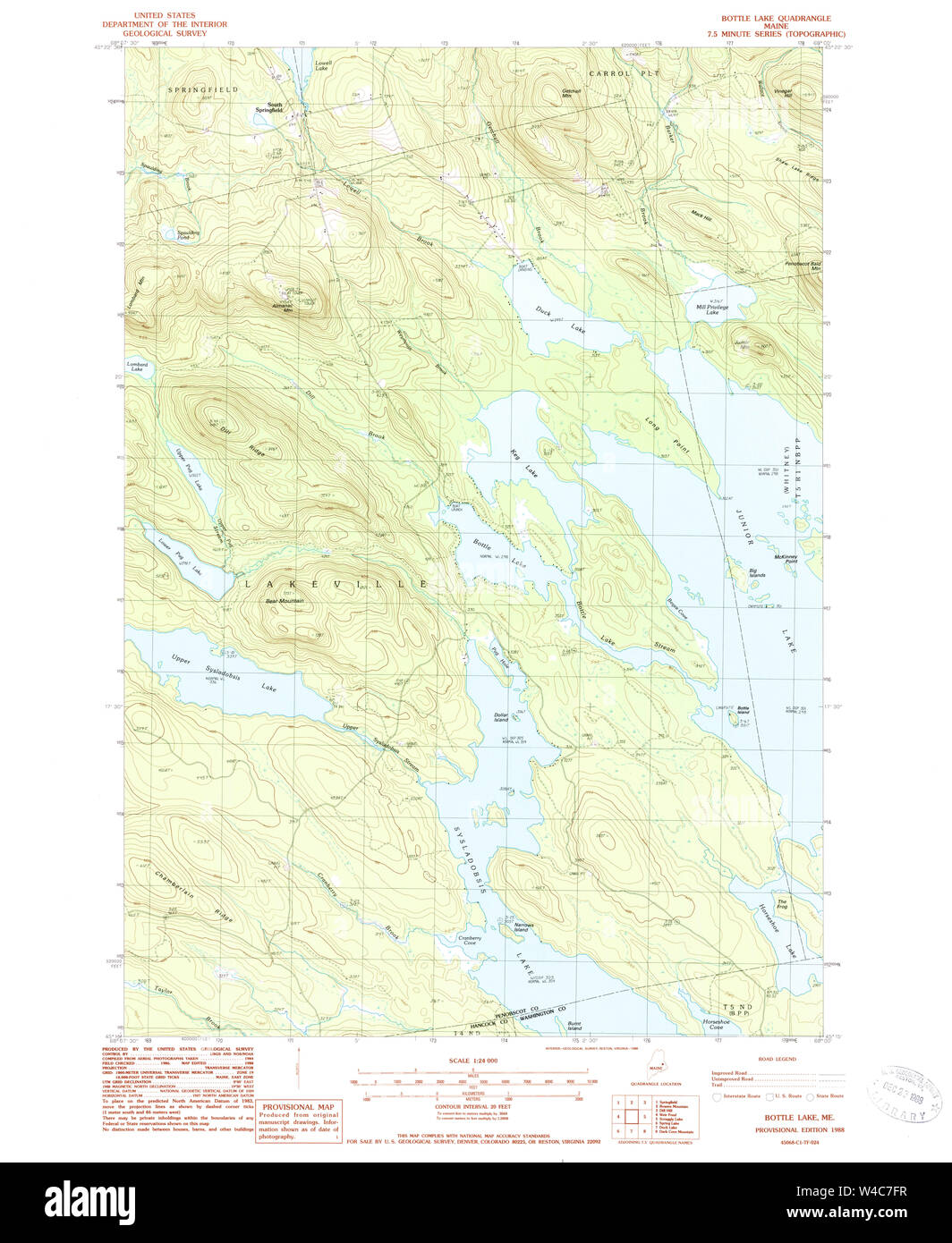 Maine USGS Historical Map Bottle Lake 460231 1988 24000 Restoration Stock Photo Alamy