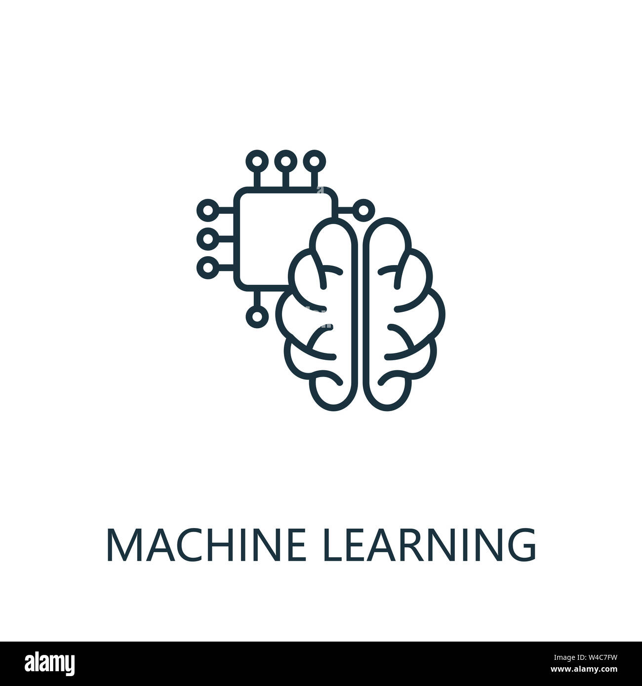 Machine Learning thin line icon. Creative simple design from artificial intelligence icons collection. Outline machine learning icon for web design Stock Photo