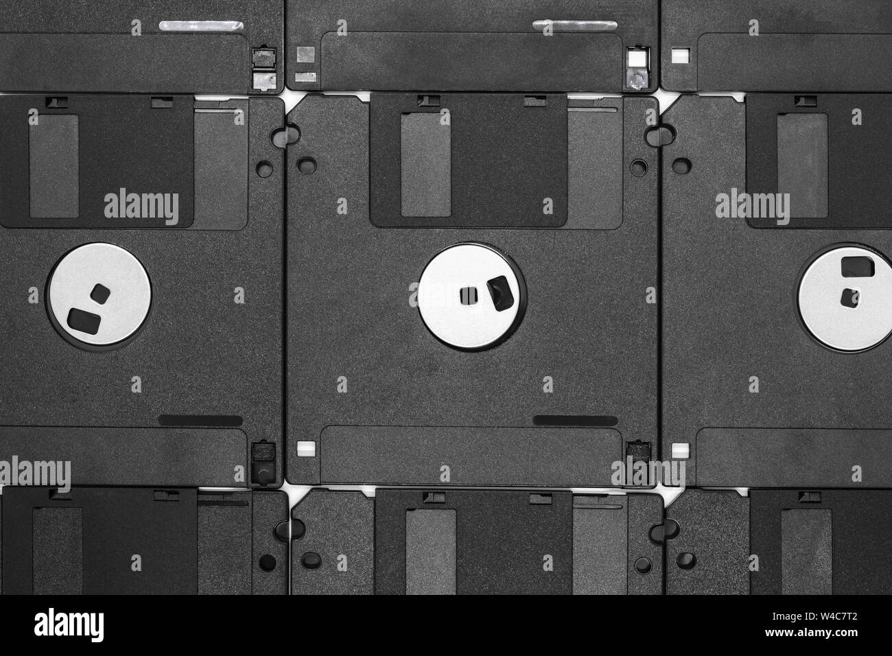 Background of bunch black floppy disks Stock Photo