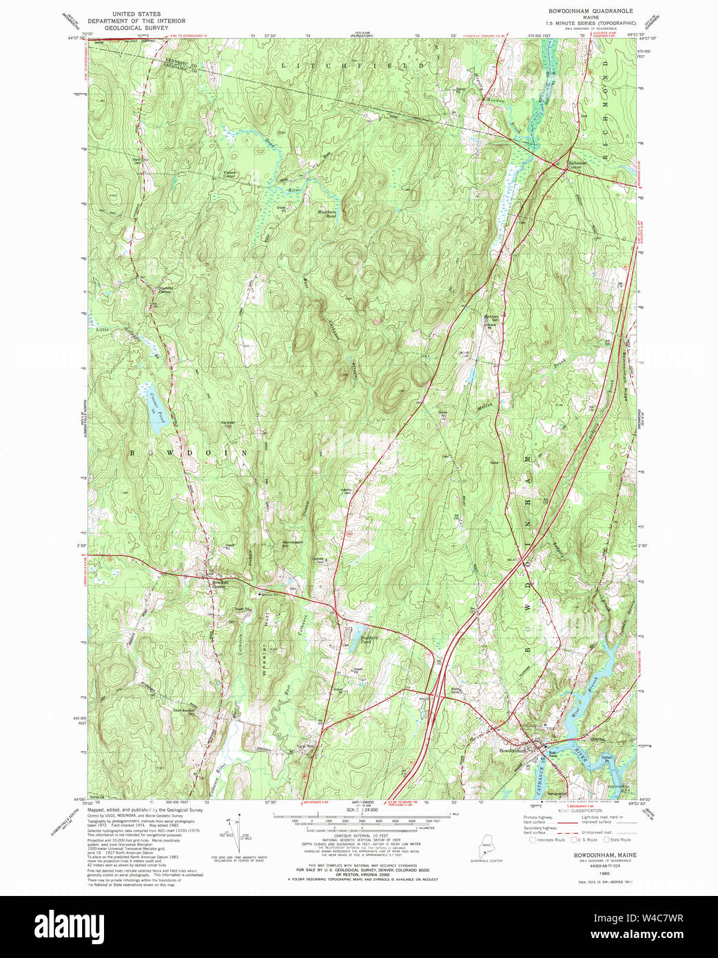 Maine USGS Historical Map Bowdoinham 104950 1980 24000 Restoration