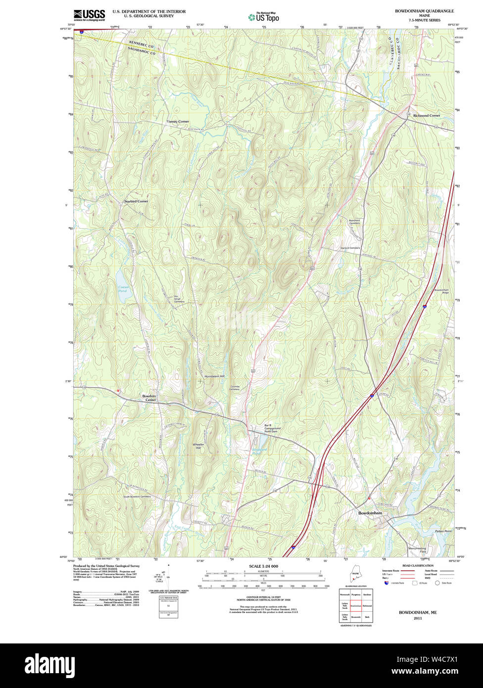 Maine USGS Historical Map Bowdoinham 20110906 TM Restoration Stock