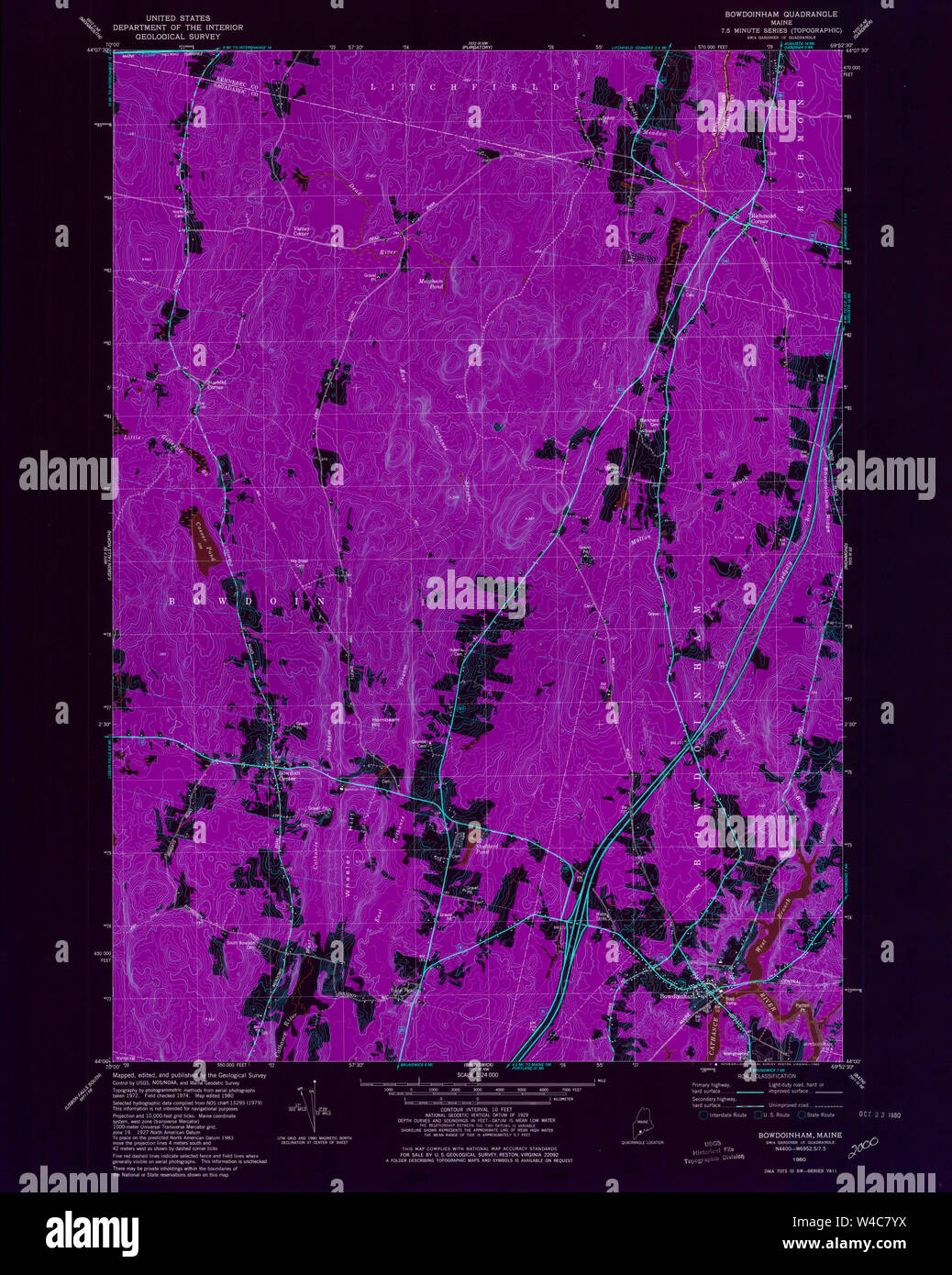 Maine USGS Historical Map Bowdoinham 806534 1980 24000 Inversion