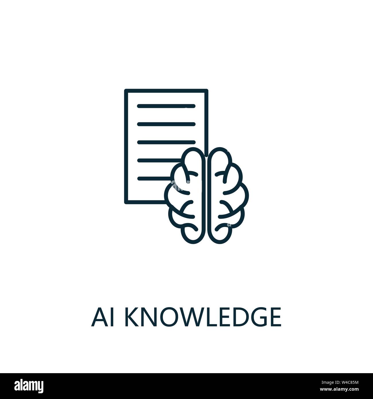 Ai Knowledge thin line icon. Creative simple design from artificial intelligence icons collection. Outline ai knowledge icon for web design and mobile Stock Vector