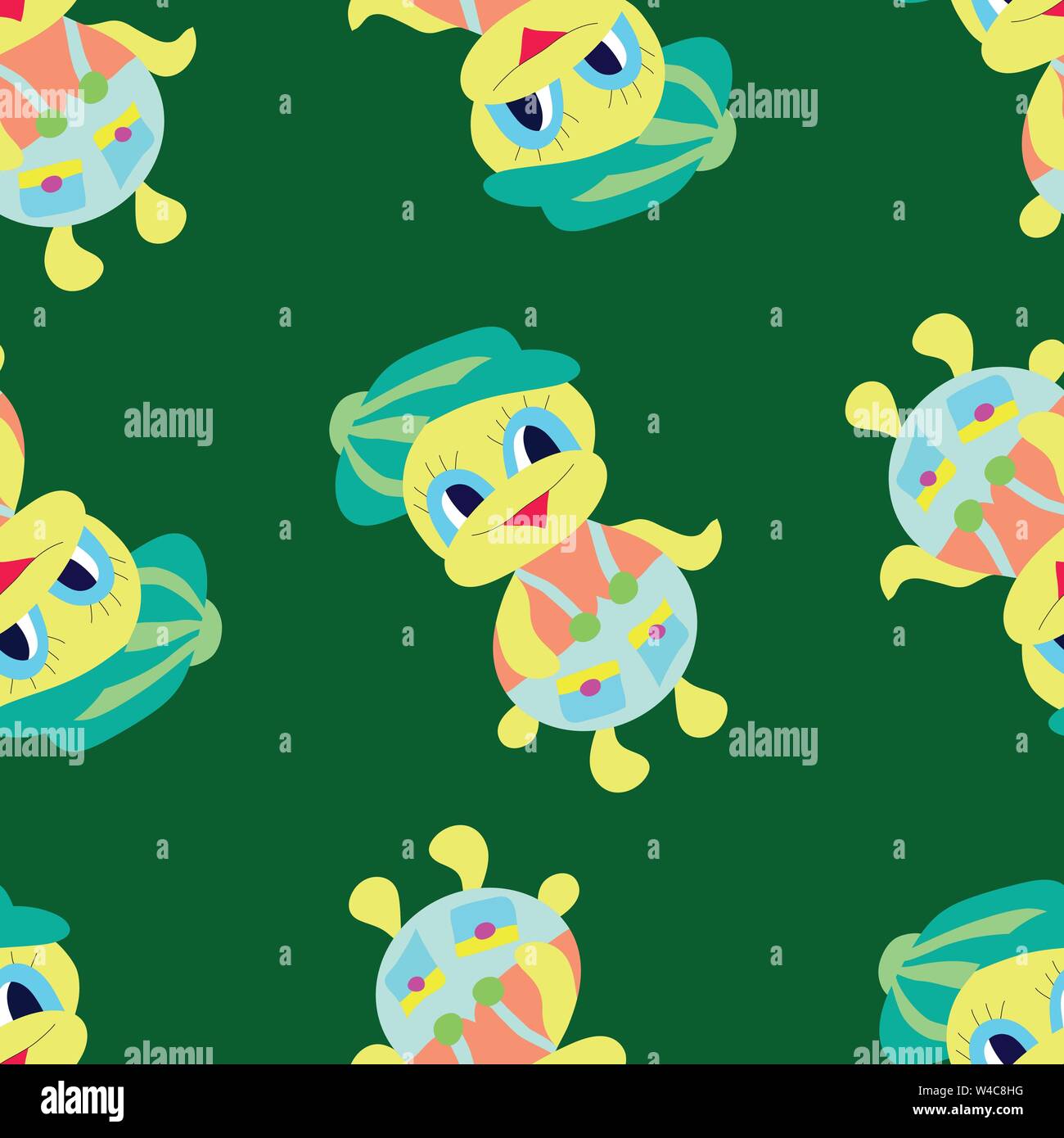 duckling green pattern Stock Vector