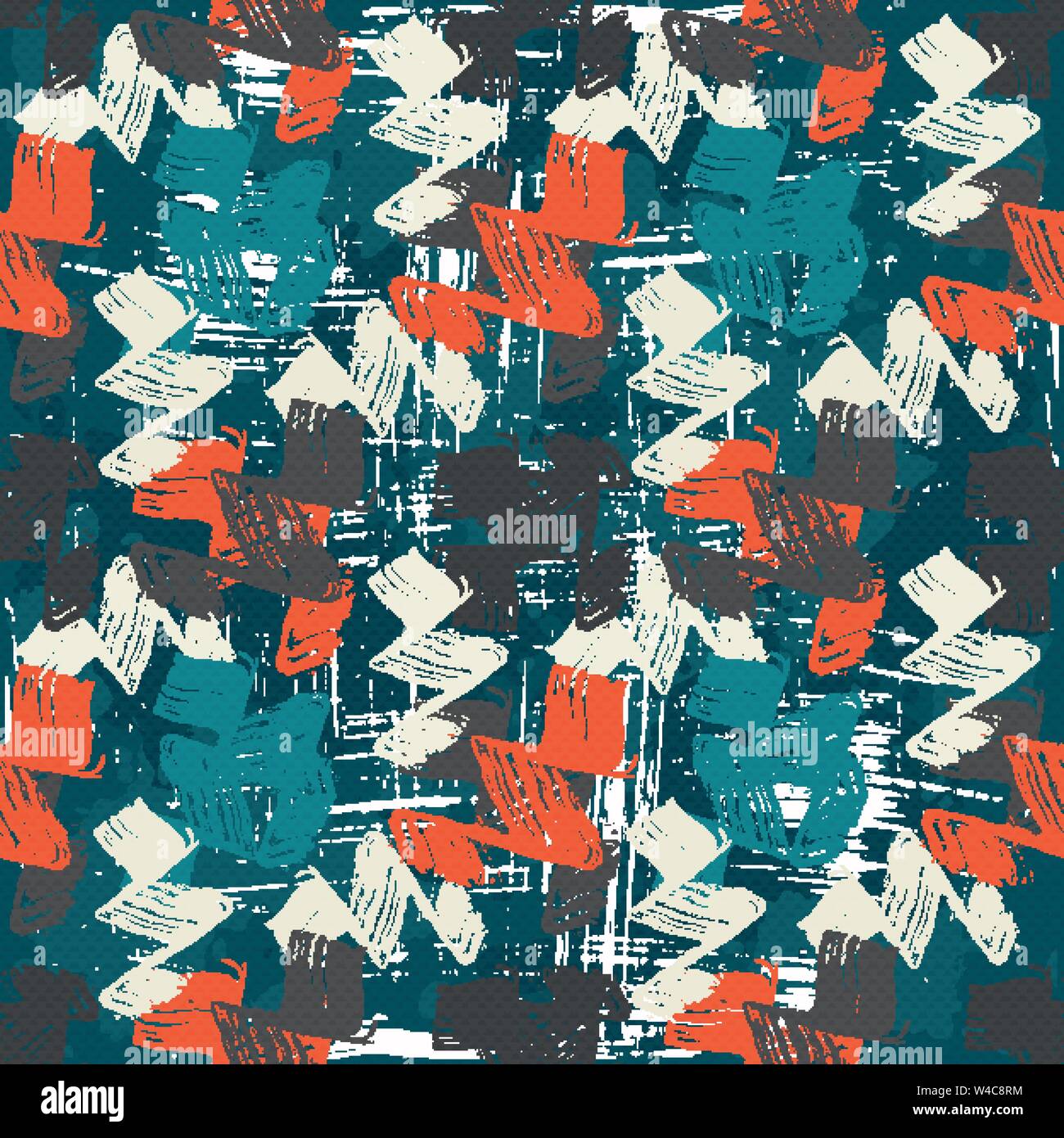 bright graffiti geometric seamless pattern grunge effect Stock Vector