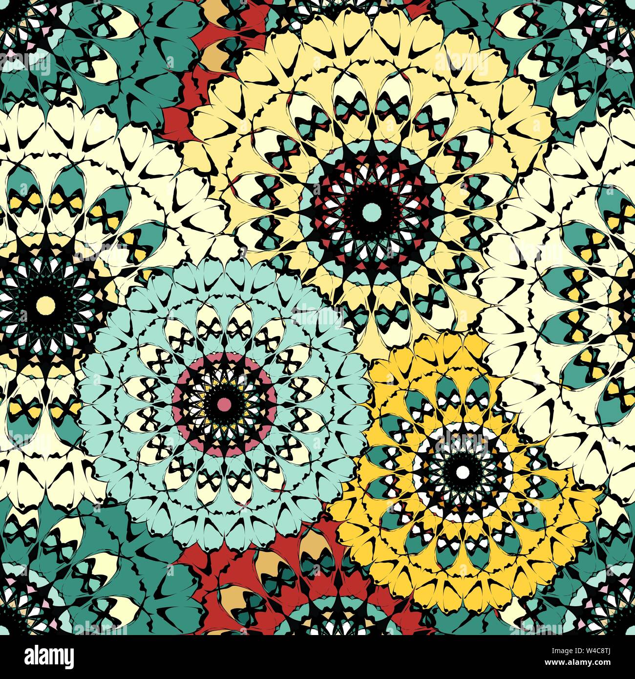 colored mandala seamless vintage tribal seamless pattern Stock Vector