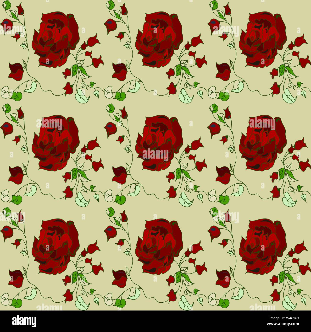 red roses on a light background seamless pattern vector illustration ...