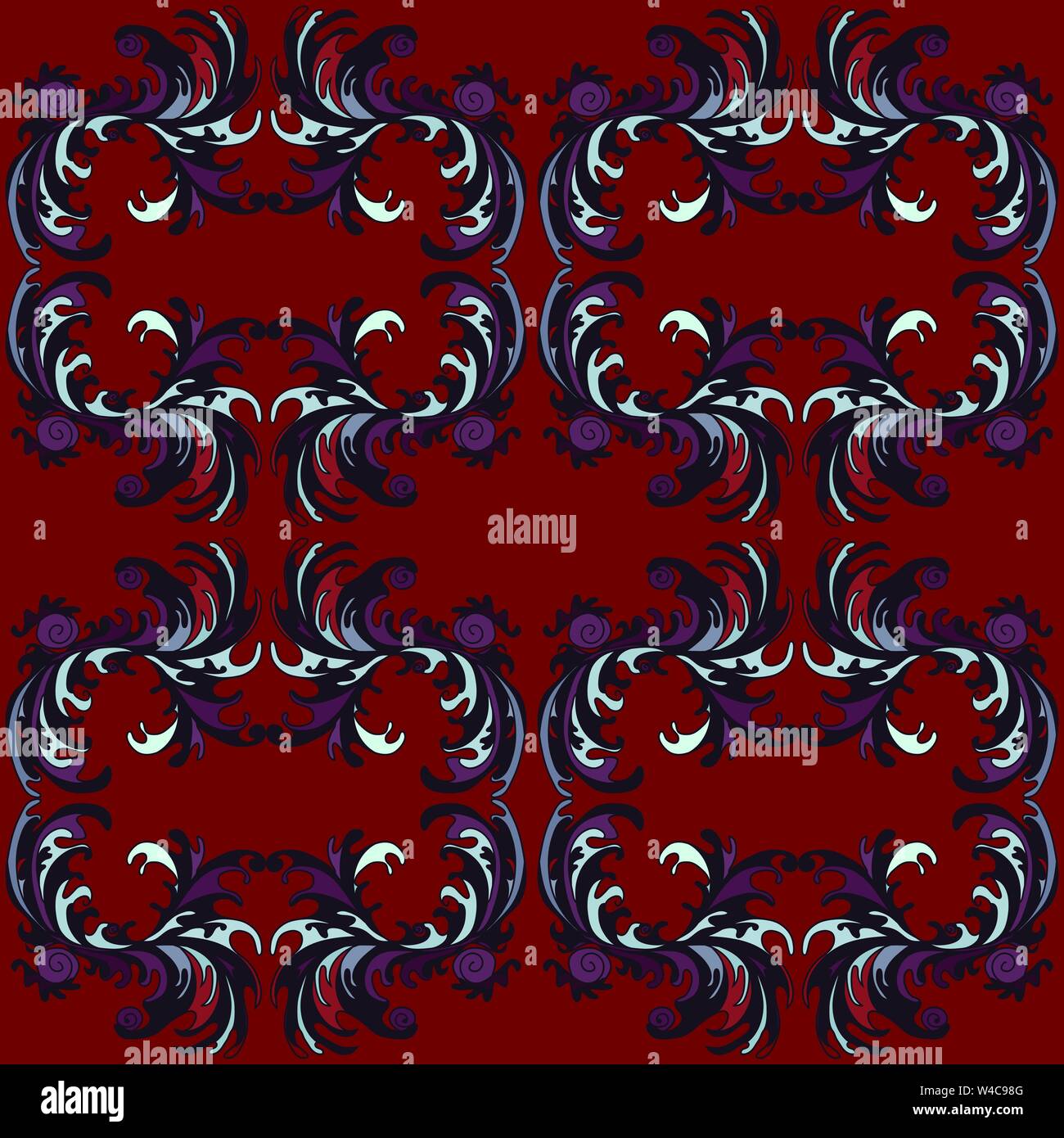 abstract flowers on a red background seamless pattern vector illustration Stock Vector