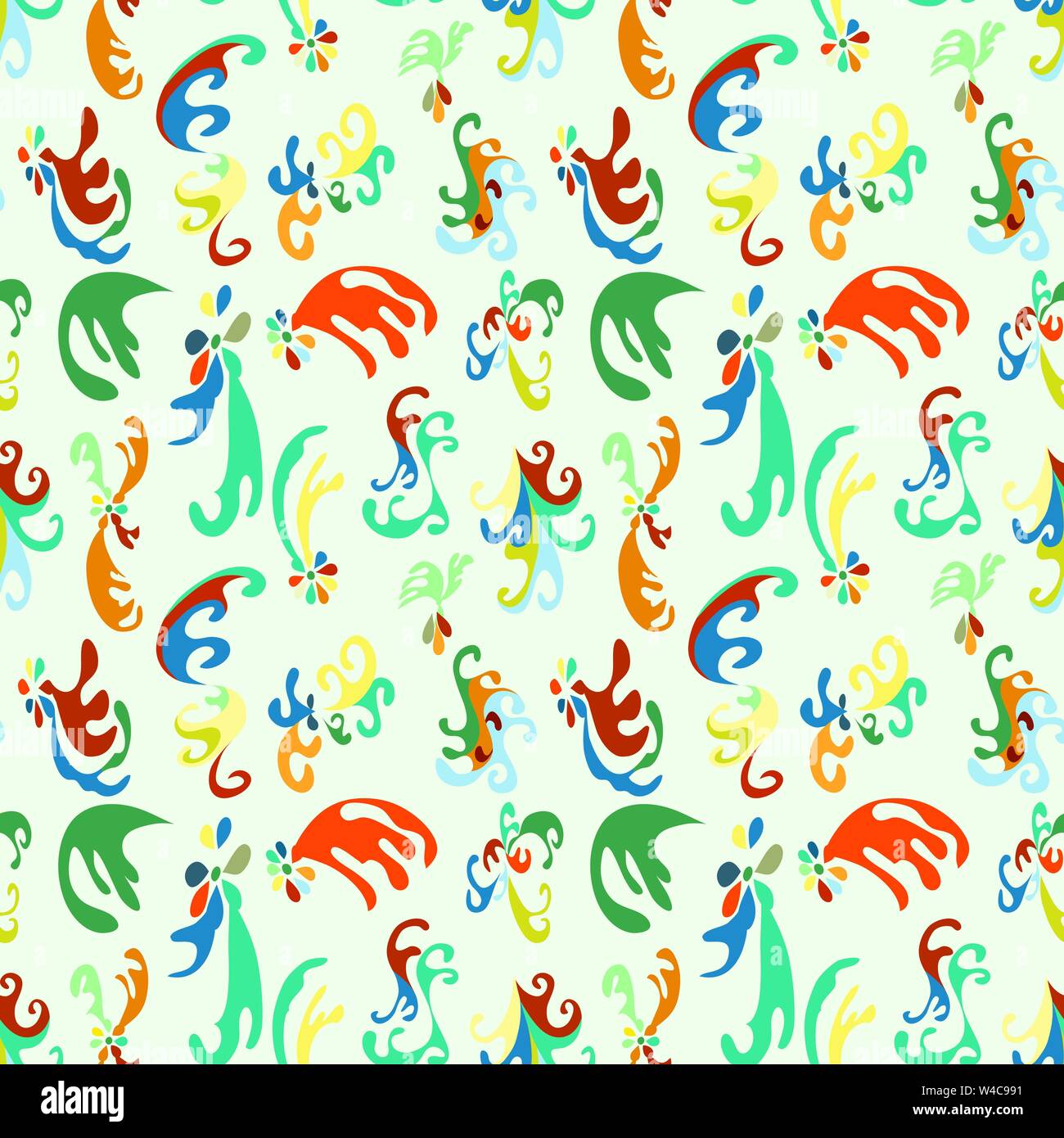 beautiful colored flowers on a light background vector illustration seamless pattern Stock Vector