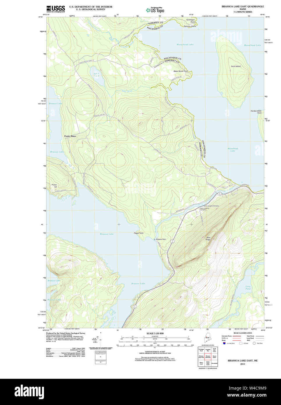 Maine USGS Historical Map Brassua Lake East 20110902 TM Restoration