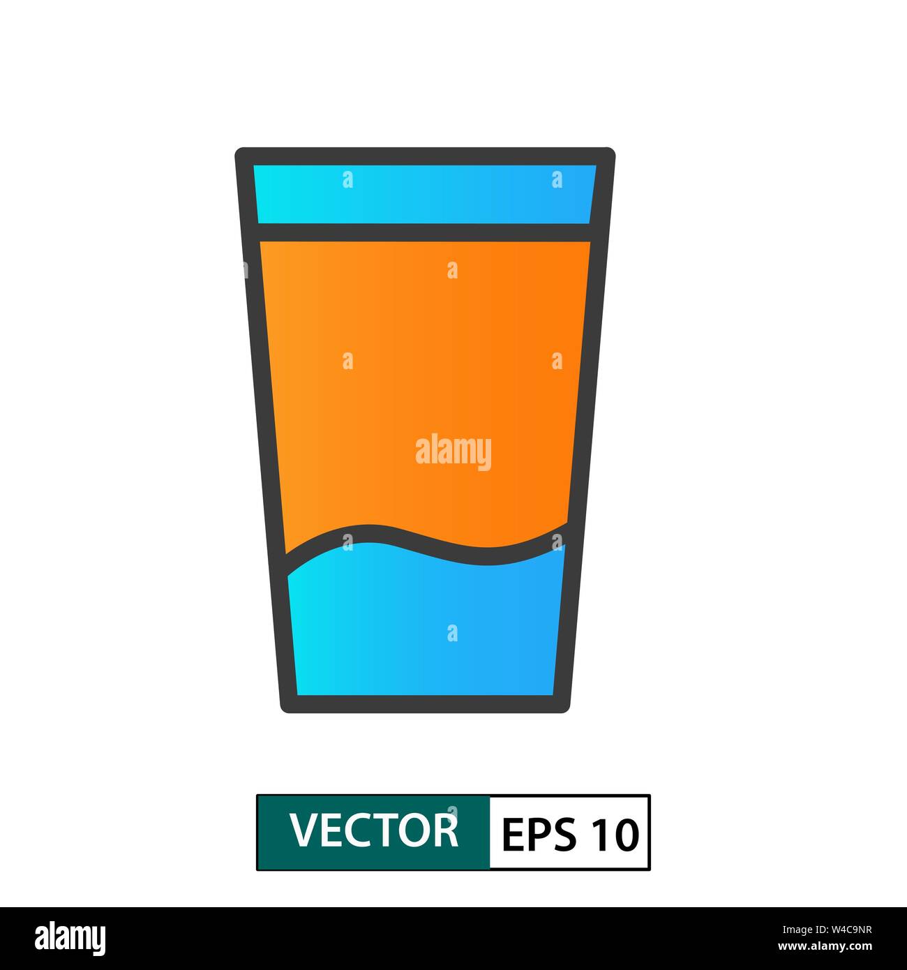 Glass cup icon vector. Colour style. Isolated on white background. Vector Illustration EPS 10 Stock Vector