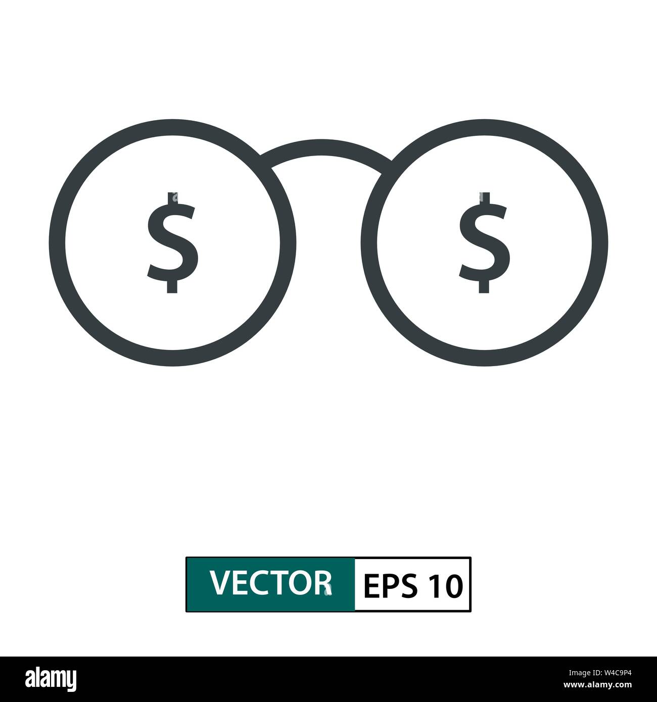 Money icon vector. Line style. Isolated on white background. Vector ...