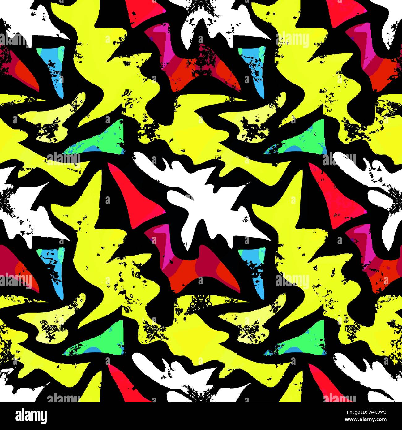 Graffiti psychedelic abstract color seamless background vector illustration Stock Vector