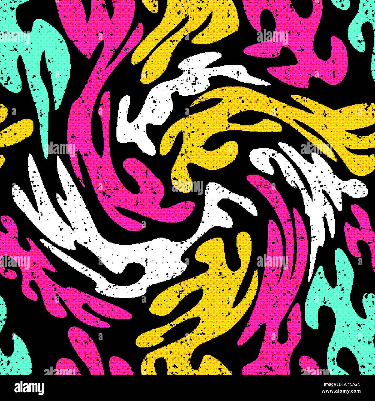 Graffiti bright psychedelic seamless pattern on a black background vector illustration Stock Vector