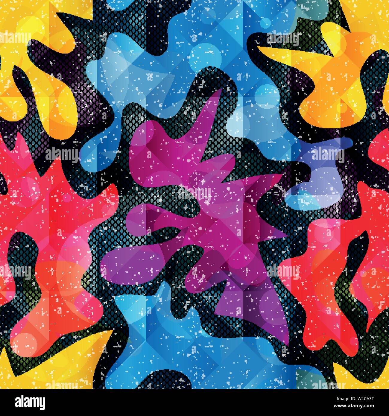 Graffiti bright psychedelic seamless pattern vector illustration Stock Vector