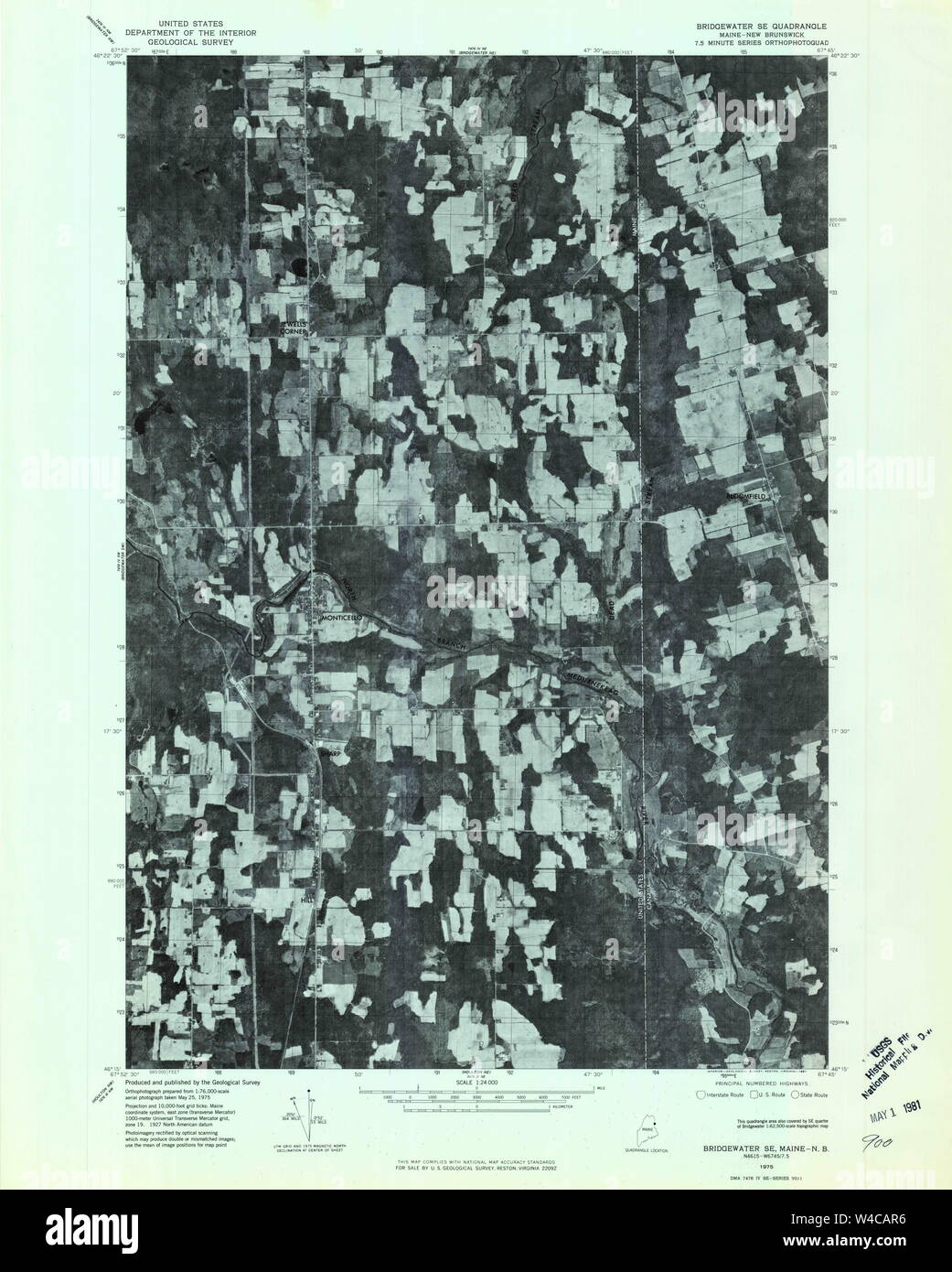 Maine USGS Historical Map Bridgewater SE 806549 1975 24000 Restoration ...