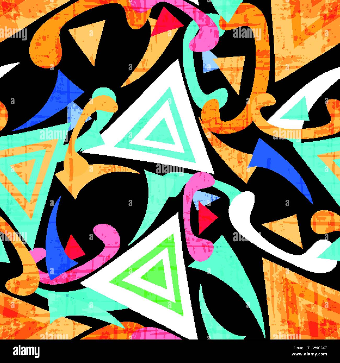 graffiti colored polygons seamless pattern Stock Vector