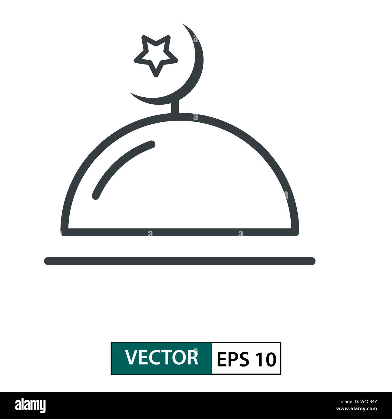 Mosque flat icon vector. Line style. Isolated on white background. Vector Illustration EPS 10 Stock Vector