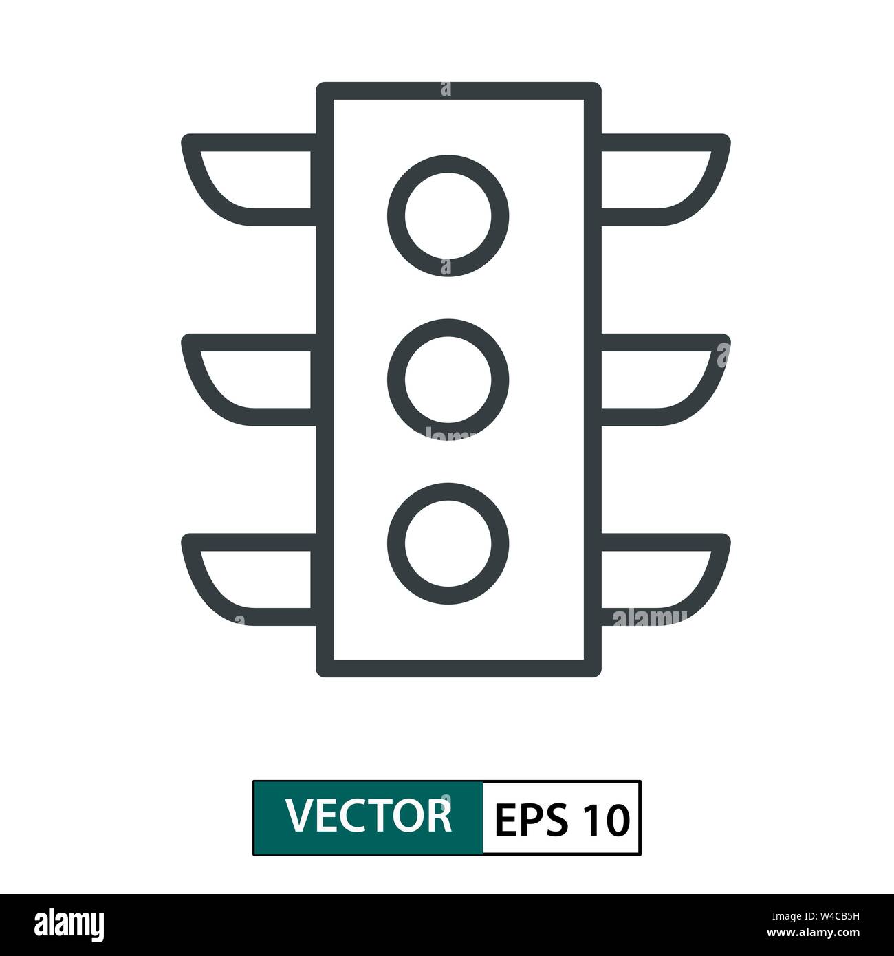 Trafic light flat icon vector. Line style. Isolated on white background. Vector Illustration EPS 10 Stock Vector