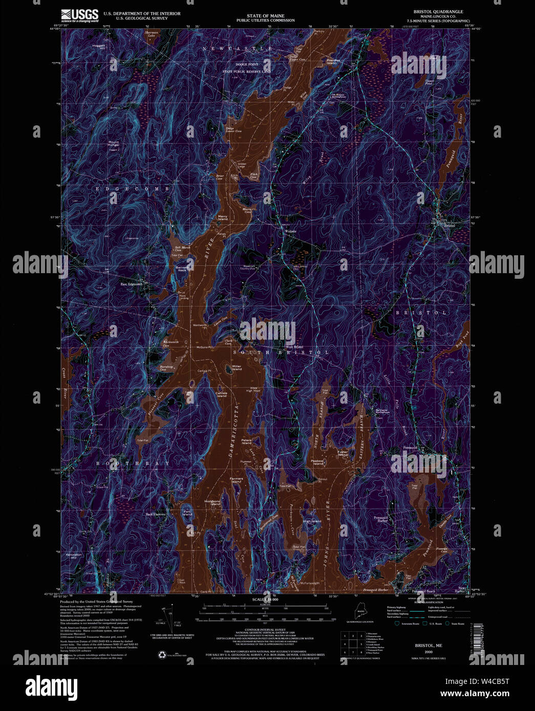 Maine USGS Historical Map Bristol 104967 2000 24000 Inversion