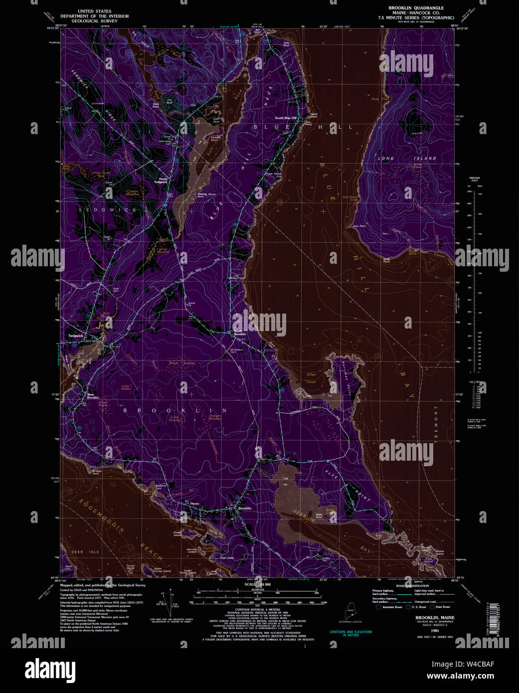 Maine USGS Historical Map Brooklin 104973 1981 24000 Inversion