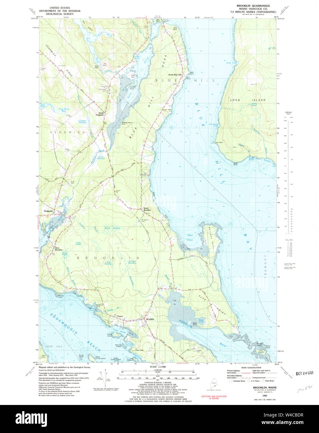 Maine USGS Historical Map Brooklin 460248 1981 24000 Restoration Stock