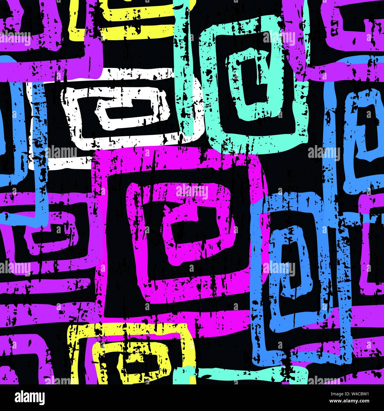 bright graffiti geometric seamless pattern grunge effect Stock Vector