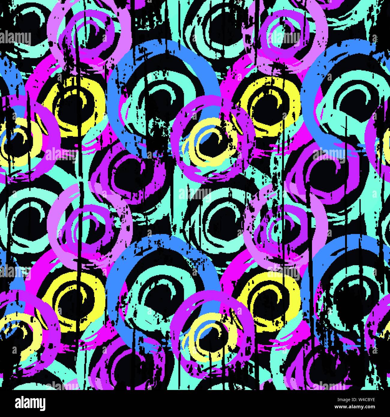 Graffiti abstract geometric objects on a black background Stock Vector