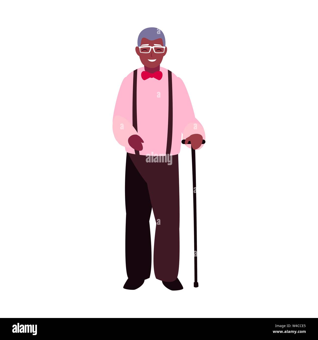 elderly man with walk stick vector illustration Stock Vector Image ...