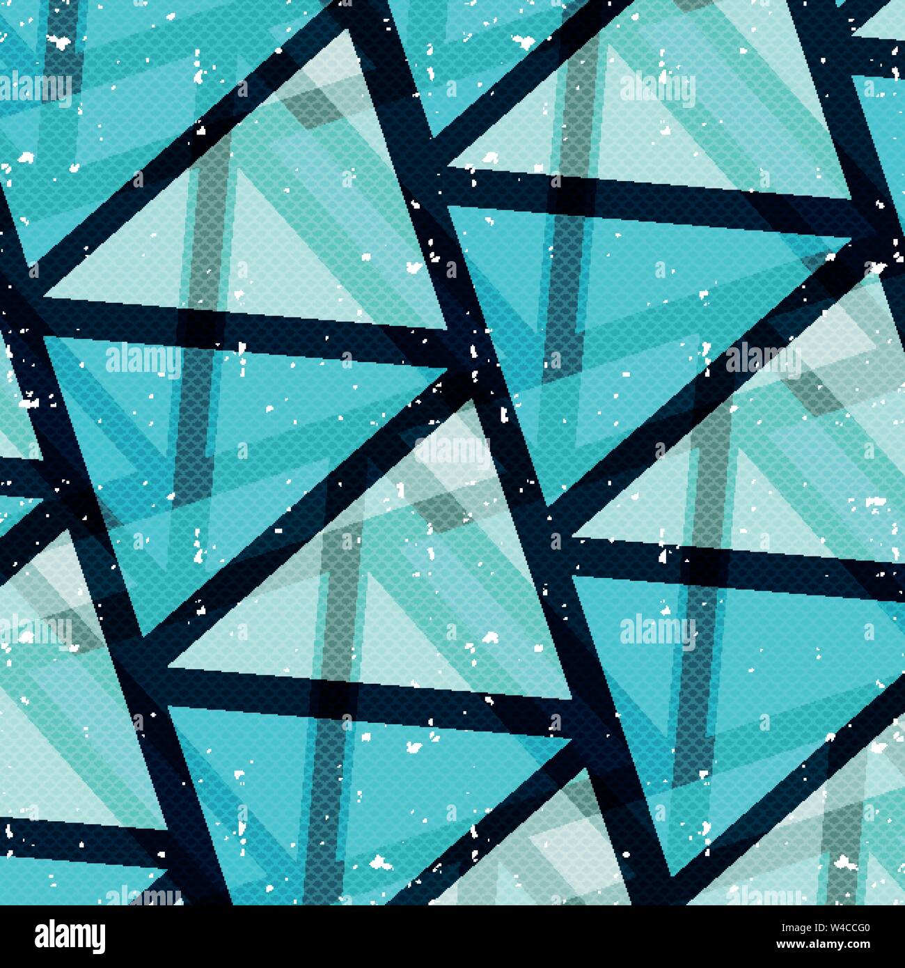 blue delicate triangles on a black background Stock Vector
