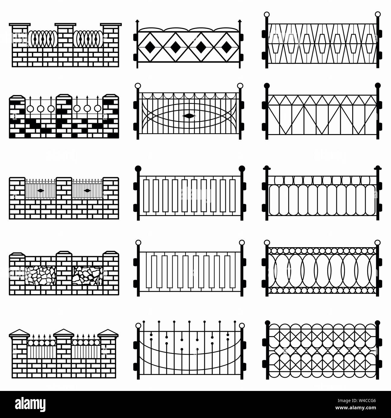 black fence isolated symbols Stock Vector