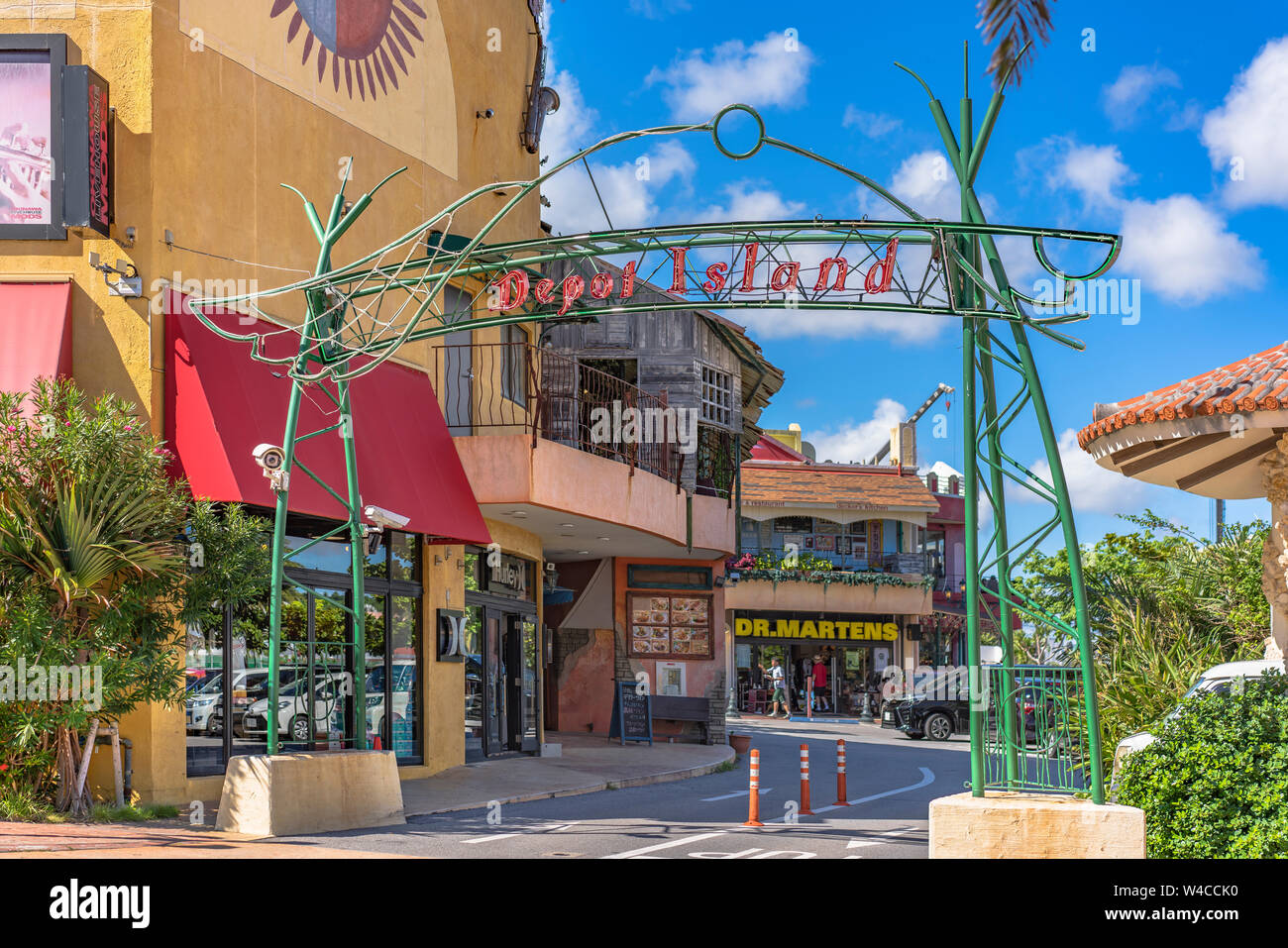 American Village, Japan September 17 2018 Shop mall of the American village of Chatan City in