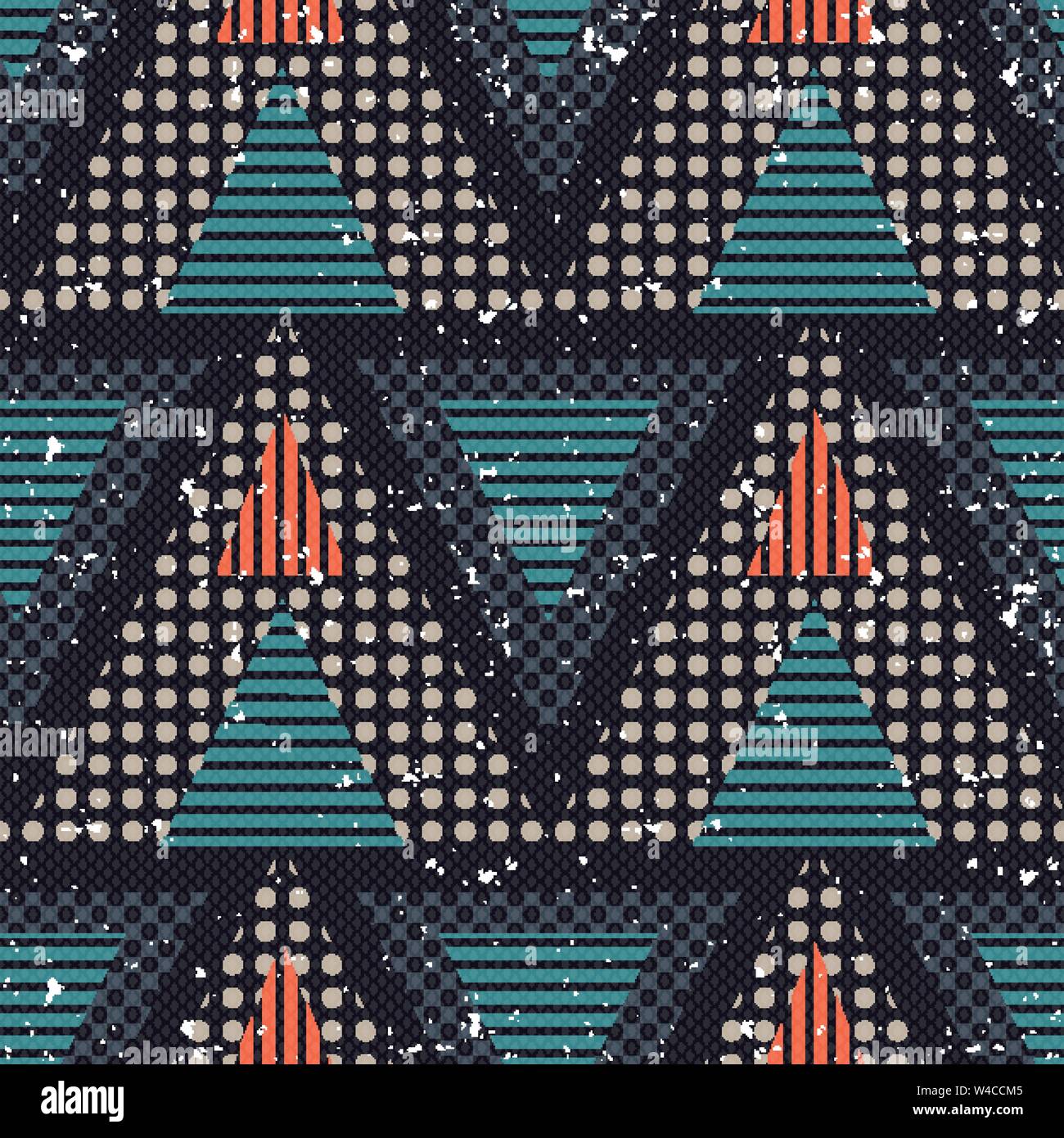 colored seamless geometric pattern on a gray background Stock Vector